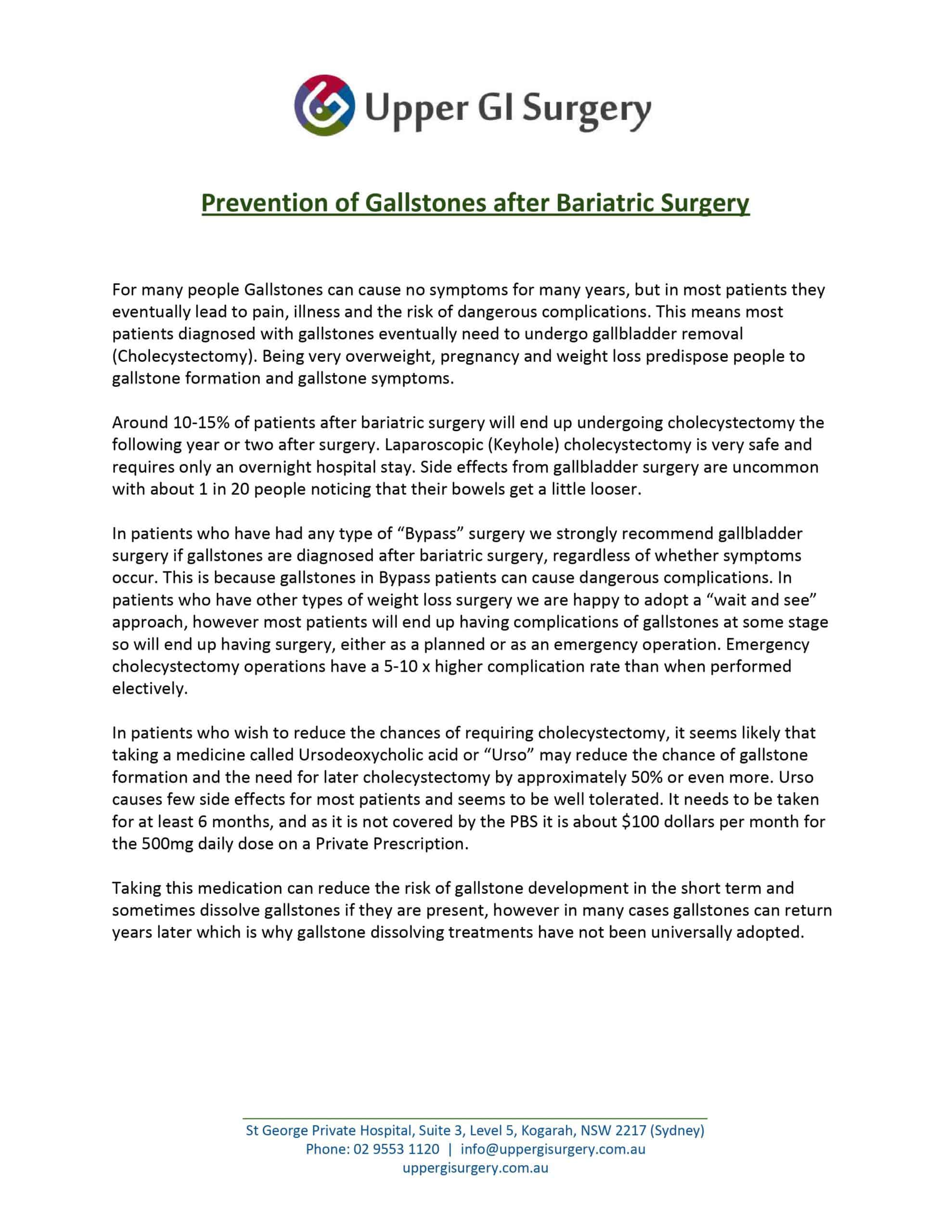 Prevention of Gallstones after bariatric surgery